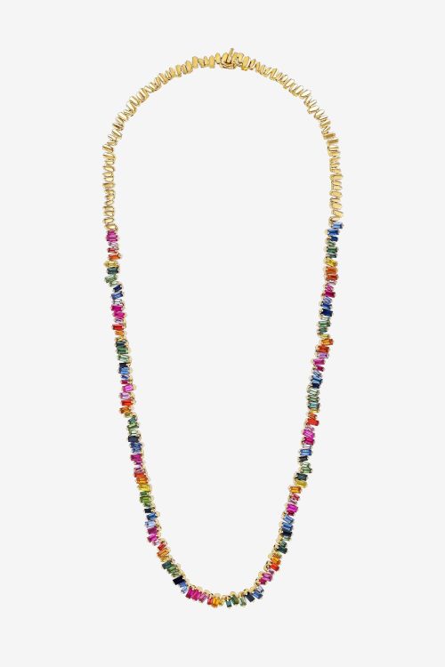Bold Rainbow AD Tennis Necklace