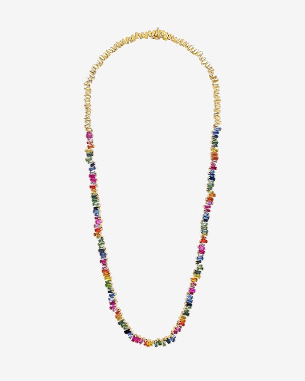 Bold Rainbow AD Tennis Necklace